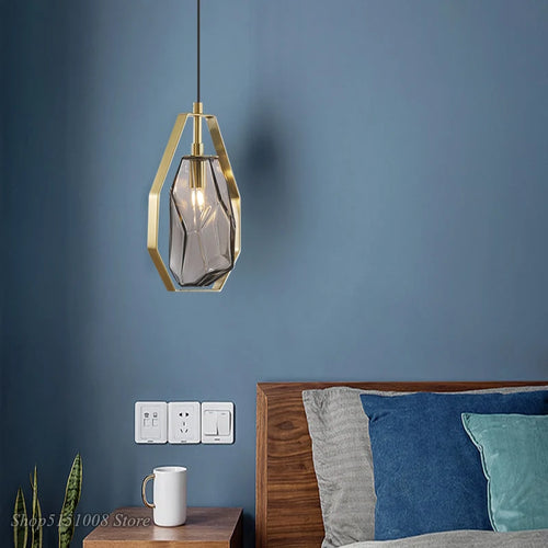 Suspension LED postmodernes en verre irrégulier - vue 4 sur 8