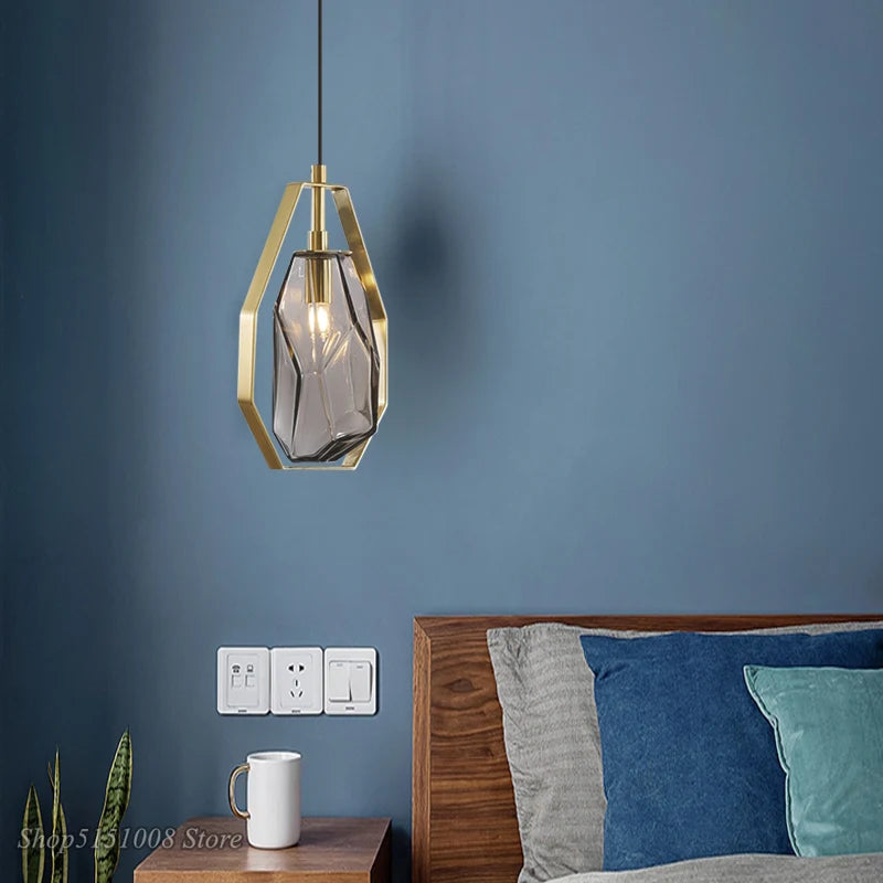 Suspension LED postmodernes en verre irrégulier - vue 4 sur 8