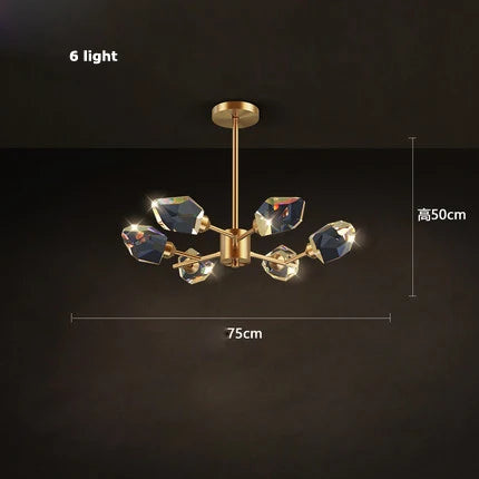 lustre en cristal et cuivre style art déco design moderne - vue 20 sur 22