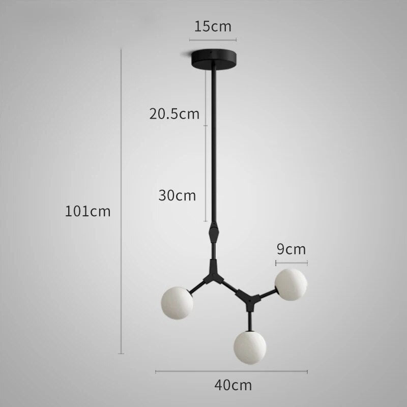 Suspension verre laiteux nordique postmoderne - vue 13 sur 18