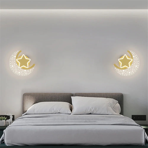 applique murale led étoile et lune pour décoration intérieure - vue 5 sur 8