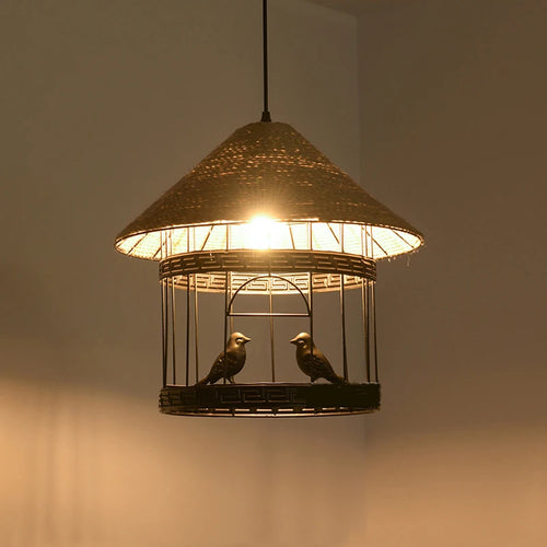 lustre suspension cage à oiseaux style industriel loft - vue 5 sur 7