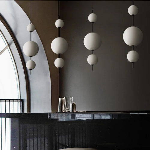 Suspension longue moderne LED Restaurant boule de verre suspension Café Bar Chambre Cuisine Salle à manger Déco luminaire à suspension - vue 6 sur 9