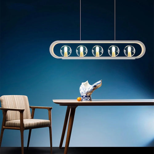 lustre design en verre transparent avec cordon réglable - vue 5 sur 12