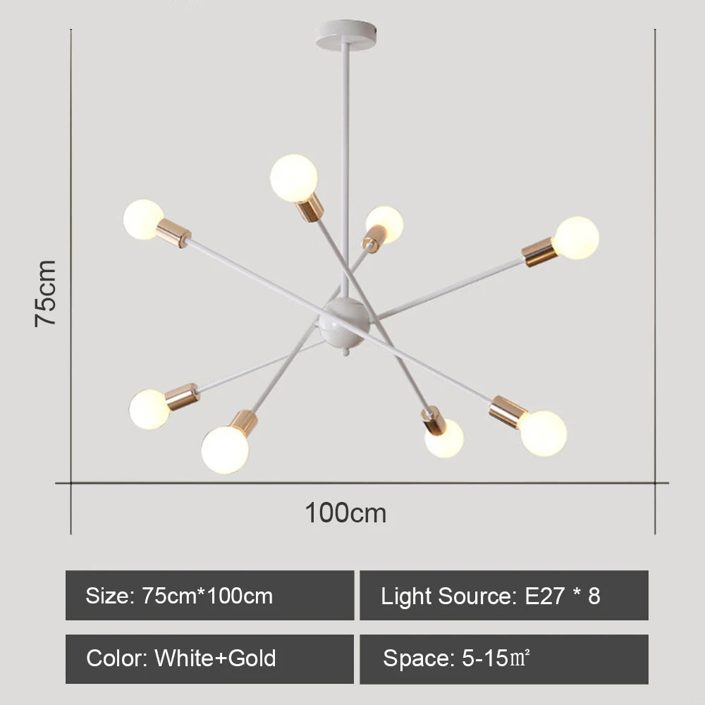 lustre moderne à leds style industriel spoutnik créatif éclairage maison - vue 11 sur 16