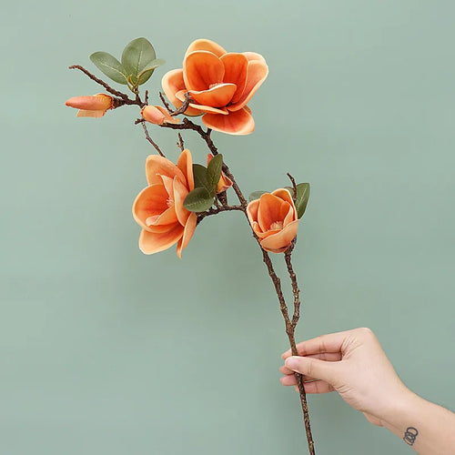 fleur artificielle de magnolia en soie pour décoration élégante - vue 3 sur 7