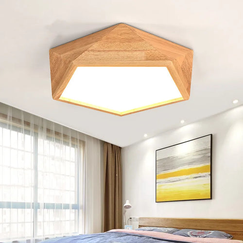 plafonnier led simple en rondins art nordique géométrique creux - vue 3 sur 10