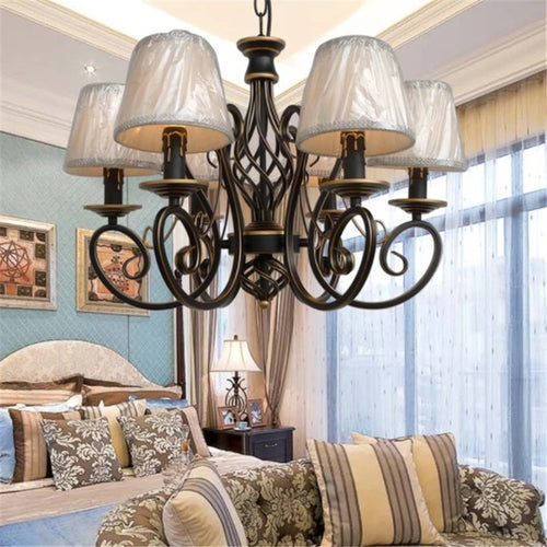 lustre en fer antique cristal rétro éclairage nordique décoratif - vue 9 sur 10