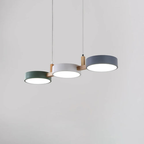 lustre nordique led moderne en bois et métal - vue 4 sur 8