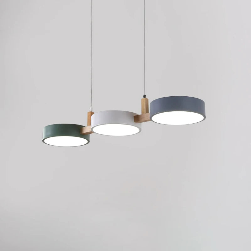 lustre nordique led moderne en bois et métal - vue 3 sur 8