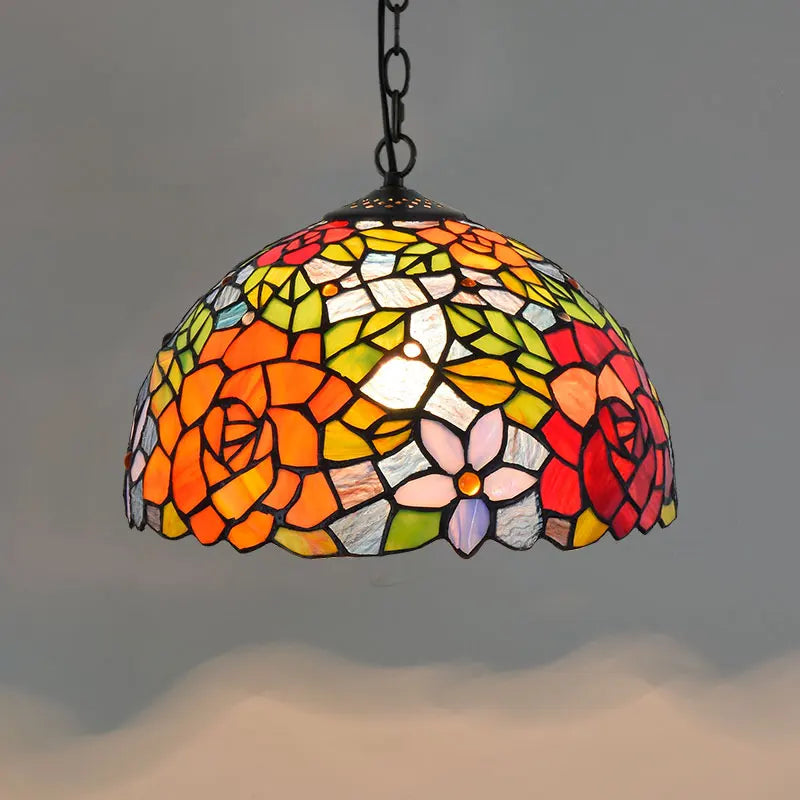 Bohême rétro européen coloré Tiffany verre lustre lustre Bar Restaurant créatif Rural porche méditerranéen lustre - vue 13 sur 28
