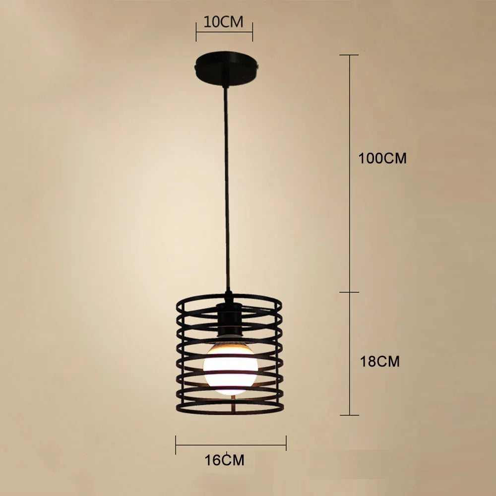 Retro Iron Cage Pendant Ceiling light Multi-Layer Round Surround Body, E27 220V Output Support Vintage Hanging Lamp - vue 6 sur 6