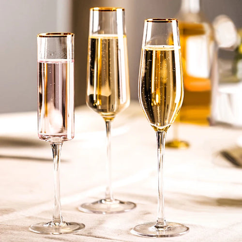 Flutes champagne design élégant verre soufflé sans plomb - vue 2 sur 7