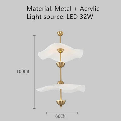 lustre led nordique en métal doré et acrylique décoratif pour intérieur - vue 8 sur 9