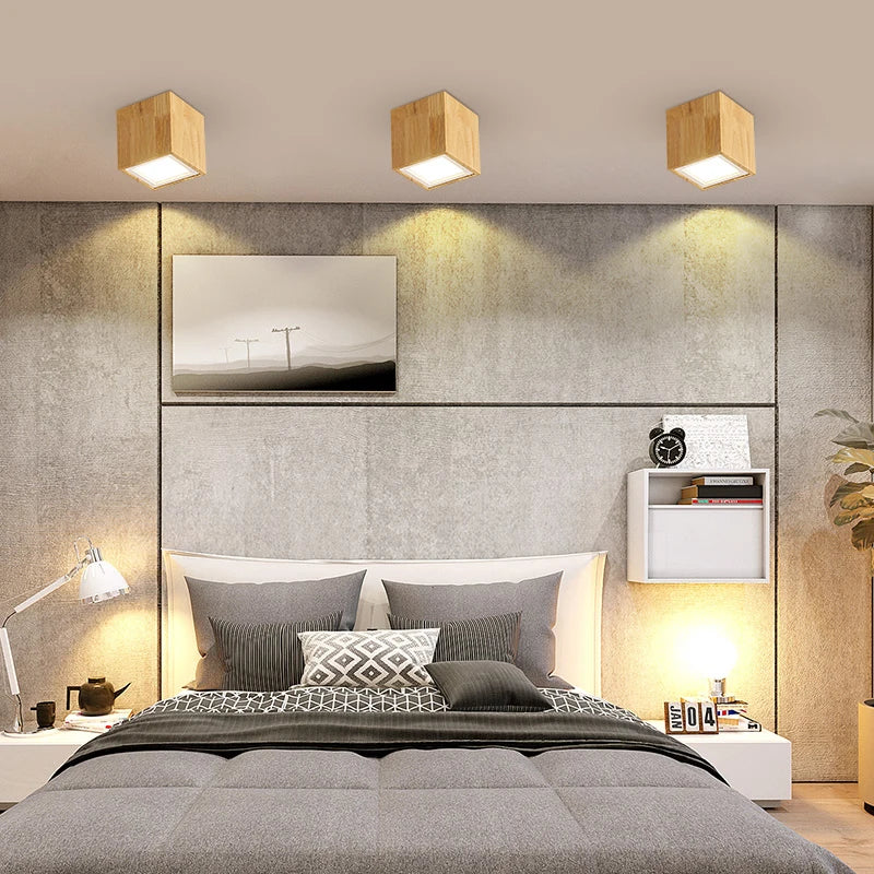 plafonnier en bois moderne design créatif rond luminaires intérieurs - vue 7 sur 16