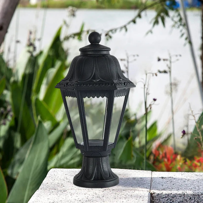design italien colonne hexagonale lampe extérieure villa cour passerelle - vue 4 sur 7