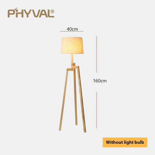 Lampadaire Nordique bois sur pied tissu interrupteur - vue 9 sur 17