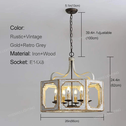 Loft lustres en bois Vintage or Suspension éclairage gris suspendu chambre salon lustre suspendu pour lampes de cuisine - vue 12 sur 13