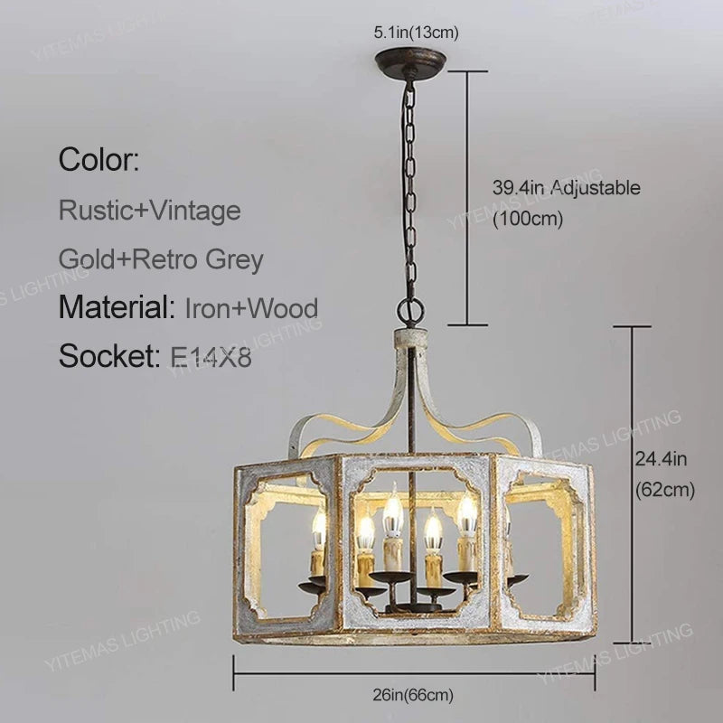 Loft lustres en bois Vintage or Suspension éclairage gris suspendu chambre salon lustre suspendu pour lampes de cuisine - vue 11 sur 13