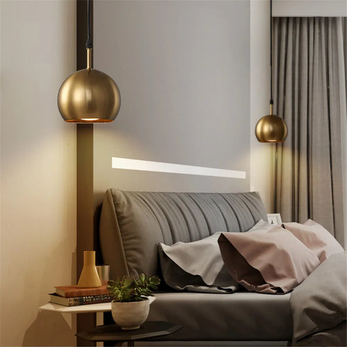 Suspension abat-jour en laiton doré style américain led pour éclairage intérieur loft - vue 4 sur 7