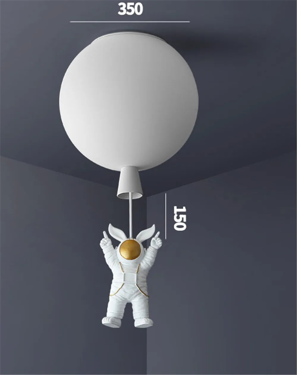 plafonnier led nordique avec astronaute et ballons pour enfants - vue 27 sur 28