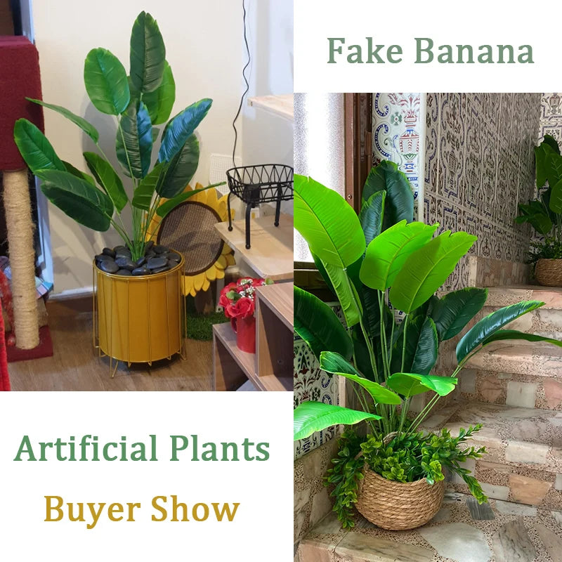 plantes tropicales bananier artificiel avec feuilles de palmier décoratives - vue 6 sur 10