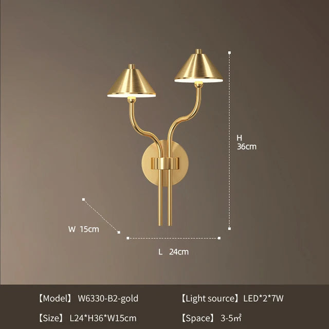 applique murale à led en forme de champignon en cuivre moderne - vue 9 sur 10