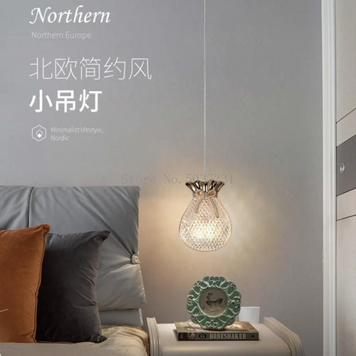suspension LED en cristal doré au design nordique moderne - vue 5 sur 21