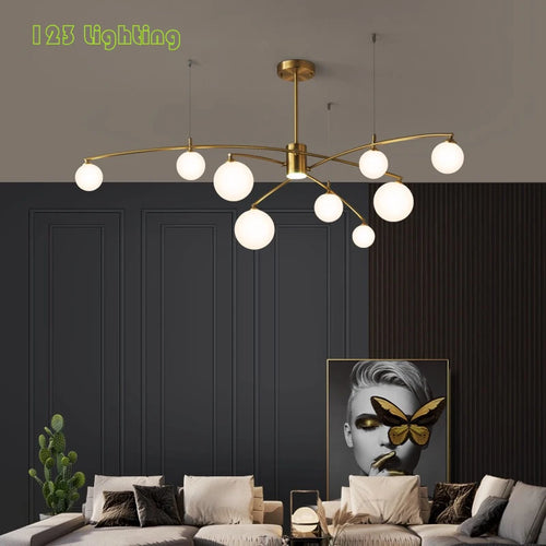 lustre design en métal et verre pour intérieur moderne - vue 2 sur 11
