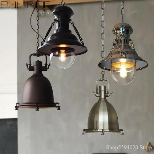 suspension style loft campagne américaine éclairage rétro industriel - vue 3 sur 9