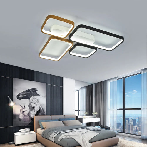 lustre moderne noir et or avec télécommande à intensité variable - vue 6 sur 8