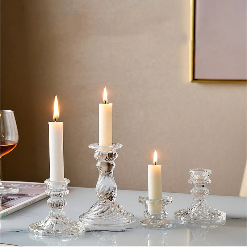bougeoir en verre pour décoration romantique et centre de table - vue 3 sur 11