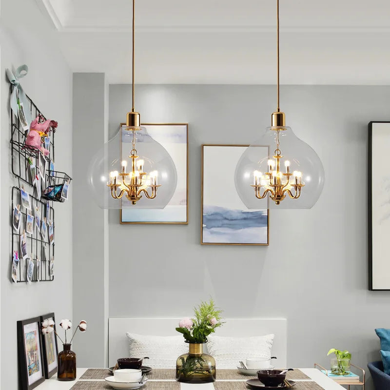 lustres en verre pour décoration de loft et restauration - vue 3 sur 6