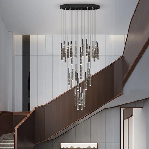 lustre nordique moderne en cristal pour espaces contemporains - vue 3 sur 14