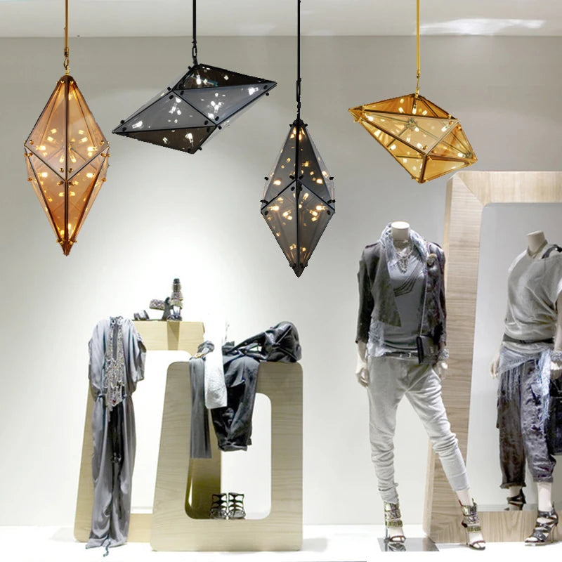 suspension en verre diamant design nordique luxe moderne pour intérieur - vue 10 sur 10