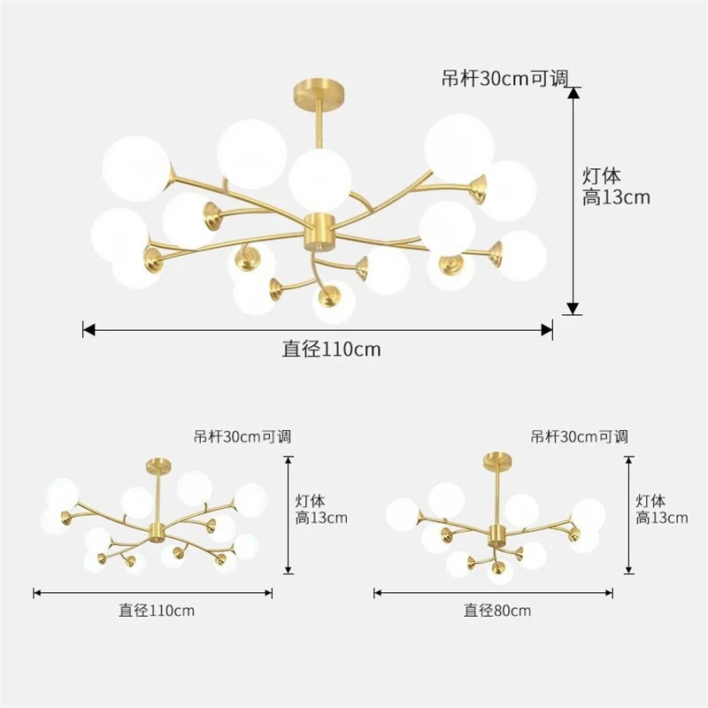 lustre led moderne nouvelle lampe suspension moléculaire nordique - vue 5 sur 14