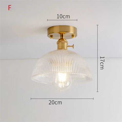 Plafonnier en verre nordique rétro Loft Vintage plafonnier salle à manger couloir moderne cuivre E27 plafond abat-jour en verre - vue 13 sur 26