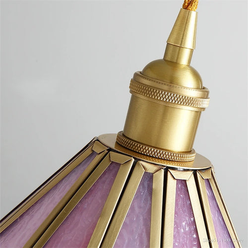 lampe de chevet moderne en verre avec décor floral suspendu - vue 4 sur 8