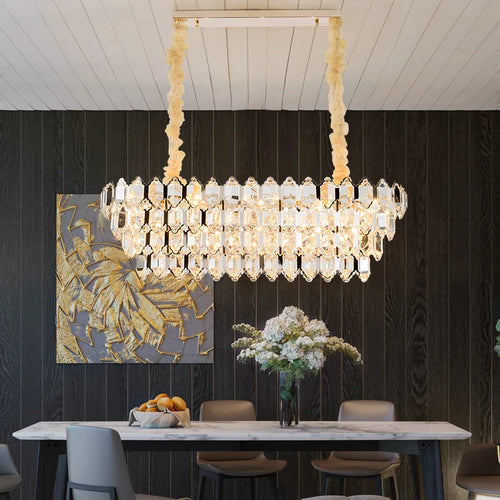 lustre moderne en cristal design avec éclairage led - vue 3 sur 16