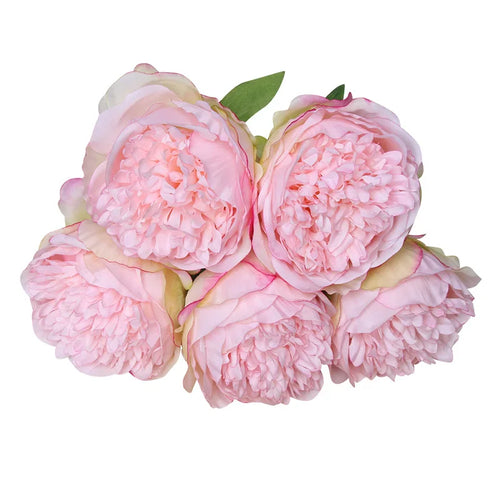 bouquet de 5 pivoines artificielles en soie pour décoration - vue 13 sur 14