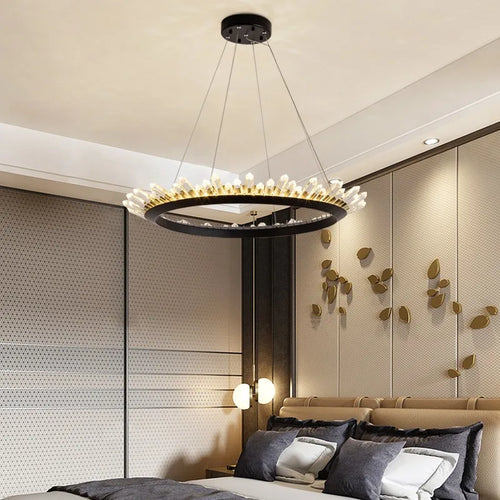 lustre de luxe nordique post-moderne en cristal naturel - vue 3 sur 12