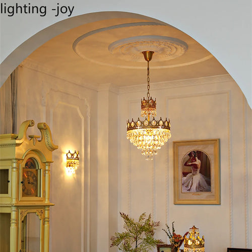 lustre couronne moderne en cristaux luminaire décoratif d'intérieur - vue 7 sur 15