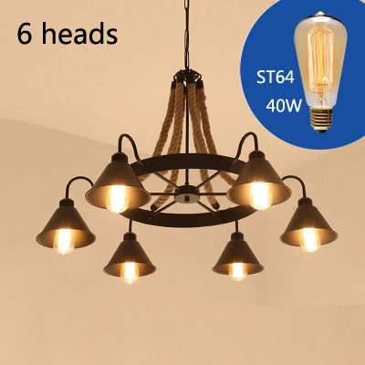 lustre vintage industriel en fer forgé pour loft et café - vue 11 sur 12