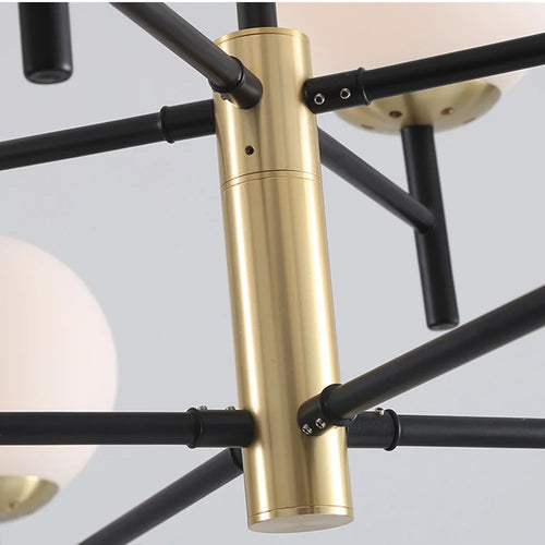 lustre industriel nordique 6 lumières ampoules à bulles de verre - vue 7 sur 14