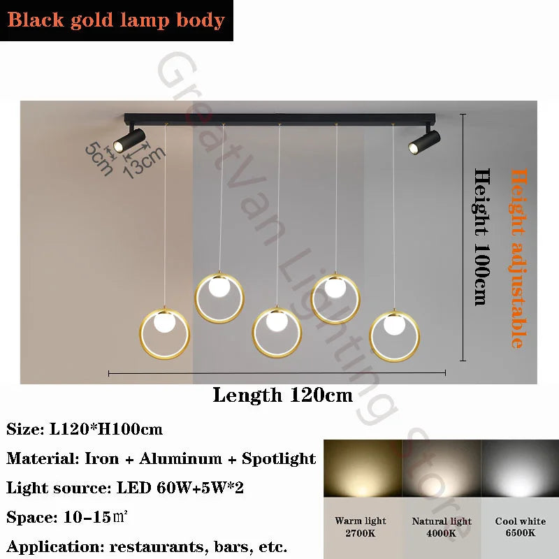 lustre led moderne nordique petit cercle avec spots - vue 10 sur 10