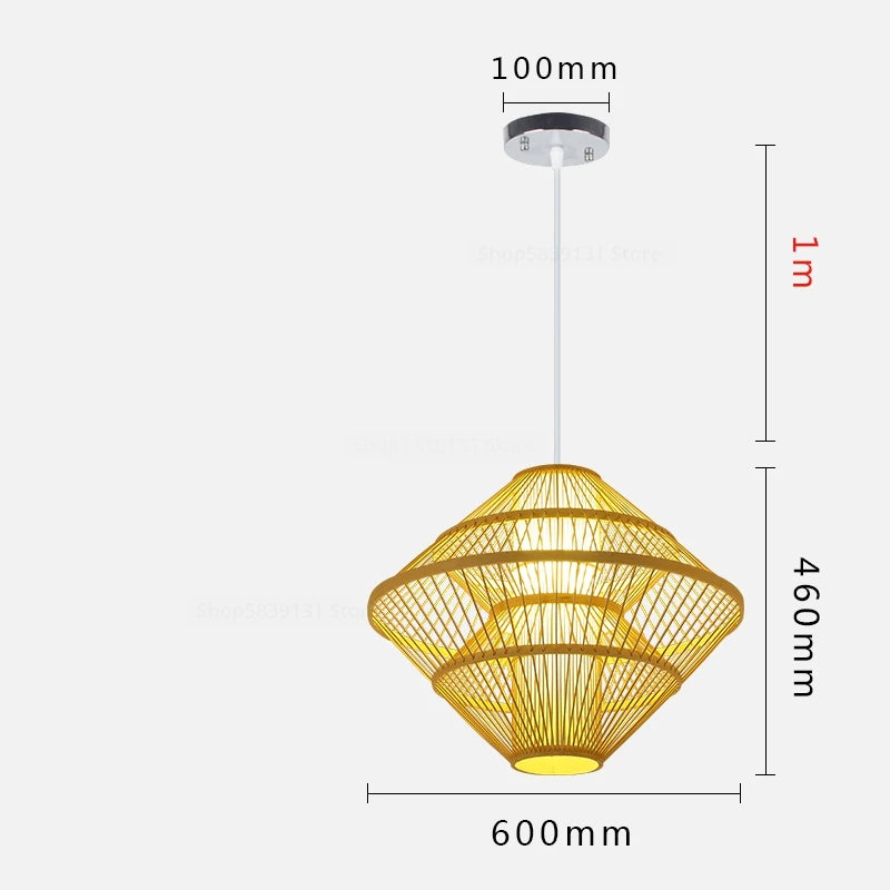 luminaire suspendu en bambou chinois pour restaurant hôtel - vue 26 sur 29