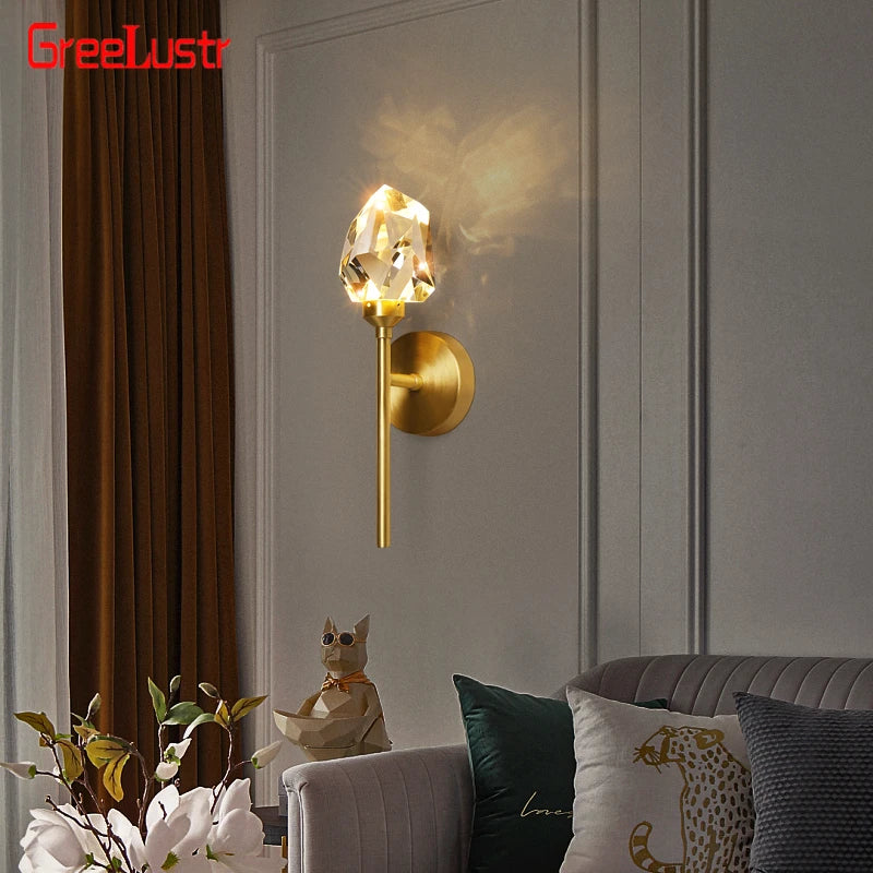 Applique murale led cristal luxe moderne décor intérieur maison chevet allée entrée. - vue 3 sur 13
