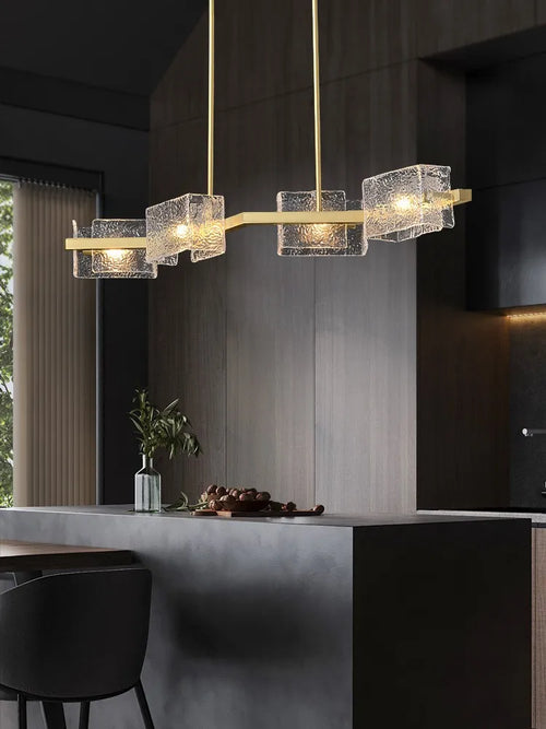 lustre moderne ondulation d'eau zhongdao luxe artistique verre - vue 5 sur 9