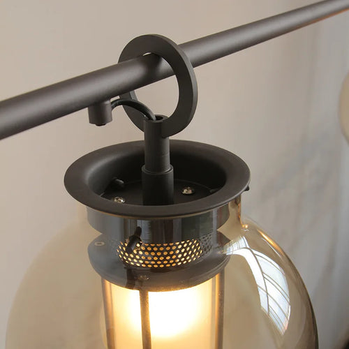 lustre industriel en métal et verre style art déco pour bar et restaurant - vue 7 sur 10
