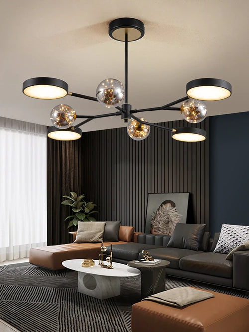 lustre style nordique en verre led pour décoration intérieure - vue 3 sur 8